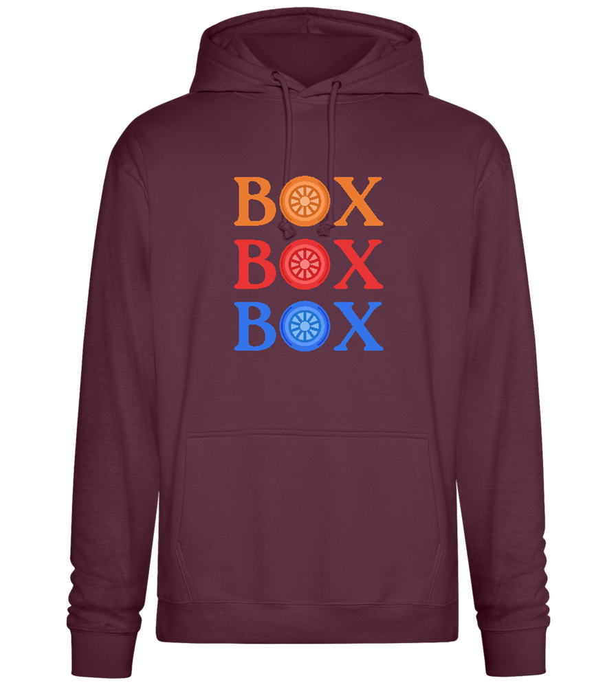 Box Box Box Design - Premium Essential Unisex Hoodie_BORDEAUX_front