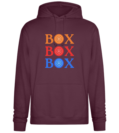 Box Box Box Design - Premium Essential Unisex Hoodie_BORDEAUX_front