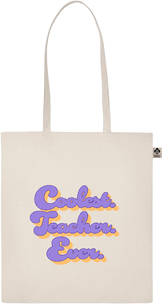 Coolest Teacher Ever Design - Basic organic cotton shopping bag_BEIGE_front