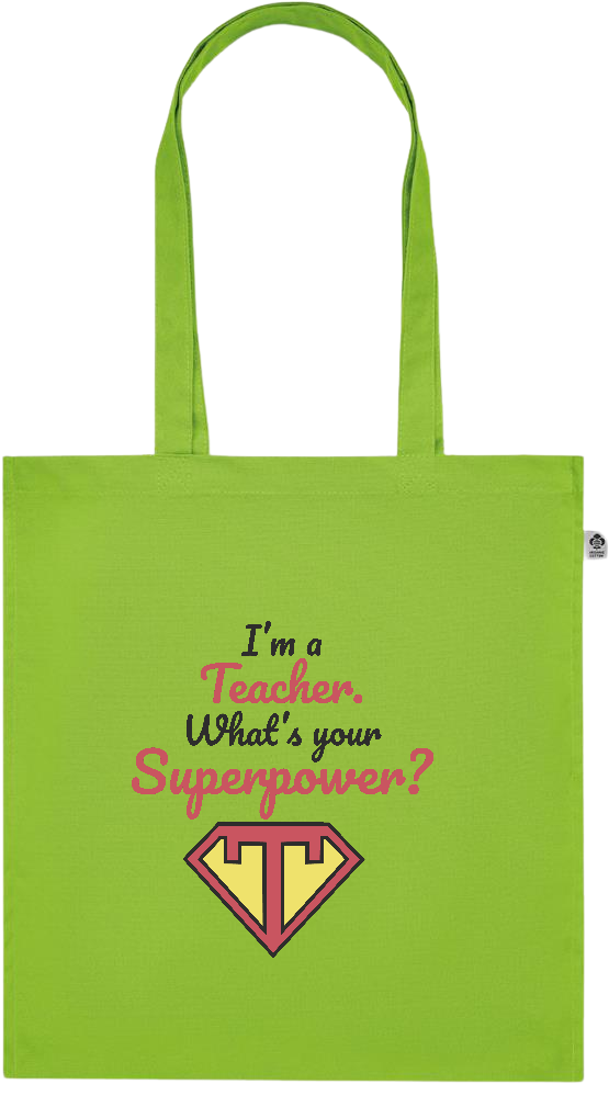 Im a Teacher Design - Premium colored organic cotton tote bag_LIME_front