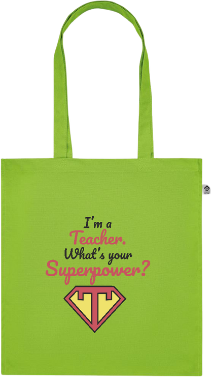 Im a Teacher Design - Premium colored organic cotton tote bag_LIME_front