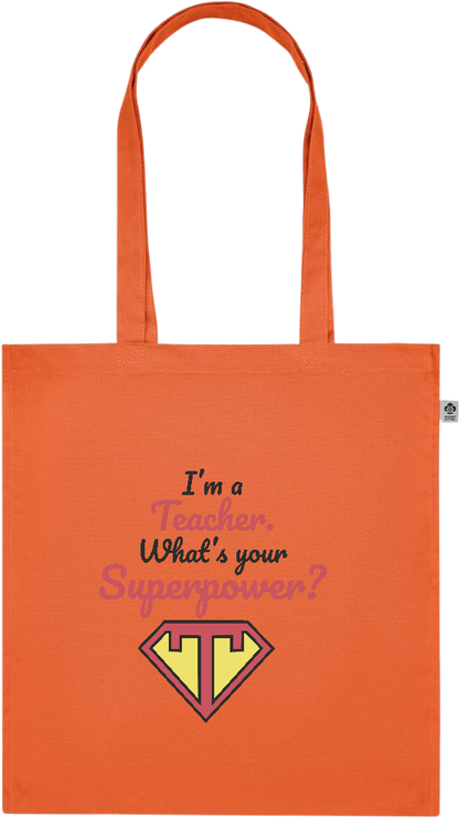 Im a Teacher Design - Premium colored organic cotton tote bag_ORANGE_front