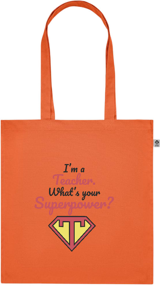 Im a Teacher Design - Premium colored organic cotton tote bag_ORANGE_front