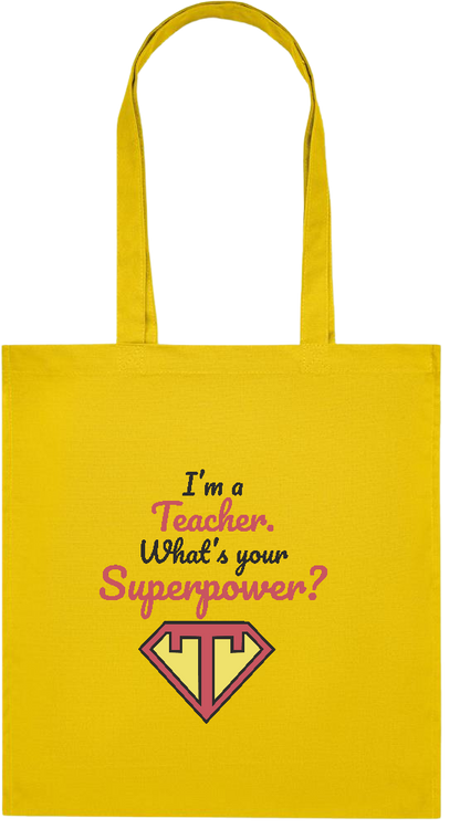 Im a Teacher Design - Premium colored organic cotton tote bag_YELLOW_front