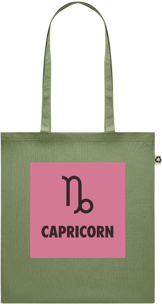 Zodiac Capricorn Design - Recycled cotton colored shopping bag_GREEN_front