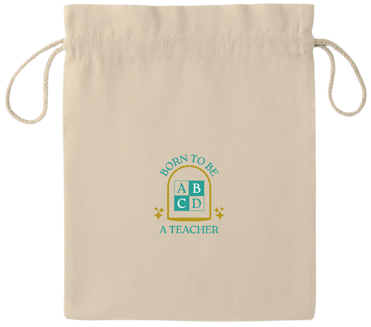 Born to be a Teacher Design - Essential medium drawcord gift bag_BEIGE_front