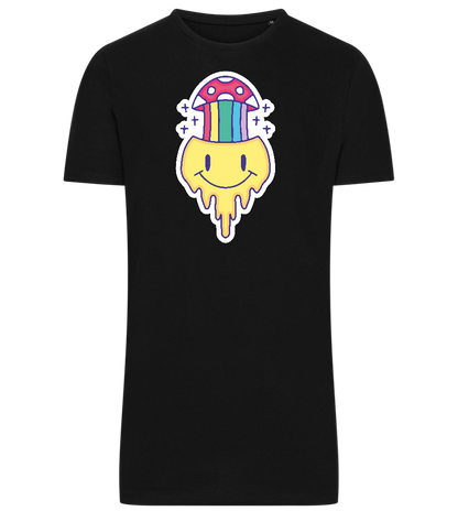 Rainbow Mushroom Smiley Design - Comfort men's long t-shirt_DEEP BLACK_front