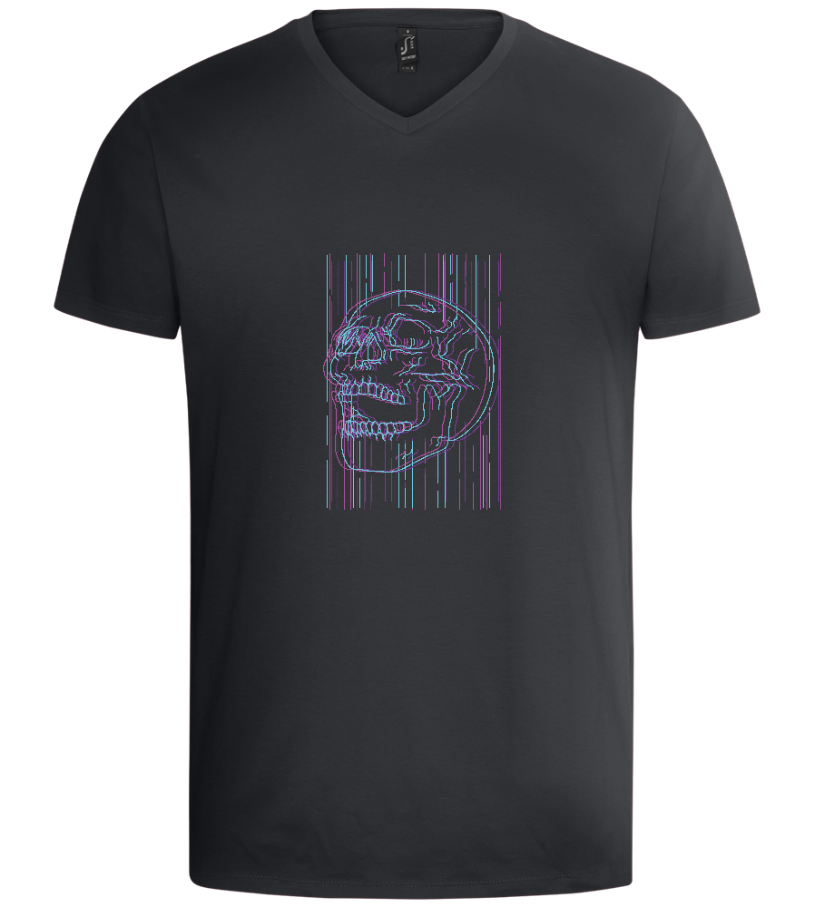 Neon Lines Skull Design - Basic men's v-neck t-shirt_DARK GRAY_front