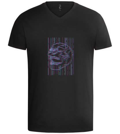 Neon Lines Skull Design - Basic men's v-neck t-shirt_DEEP BLACK_front