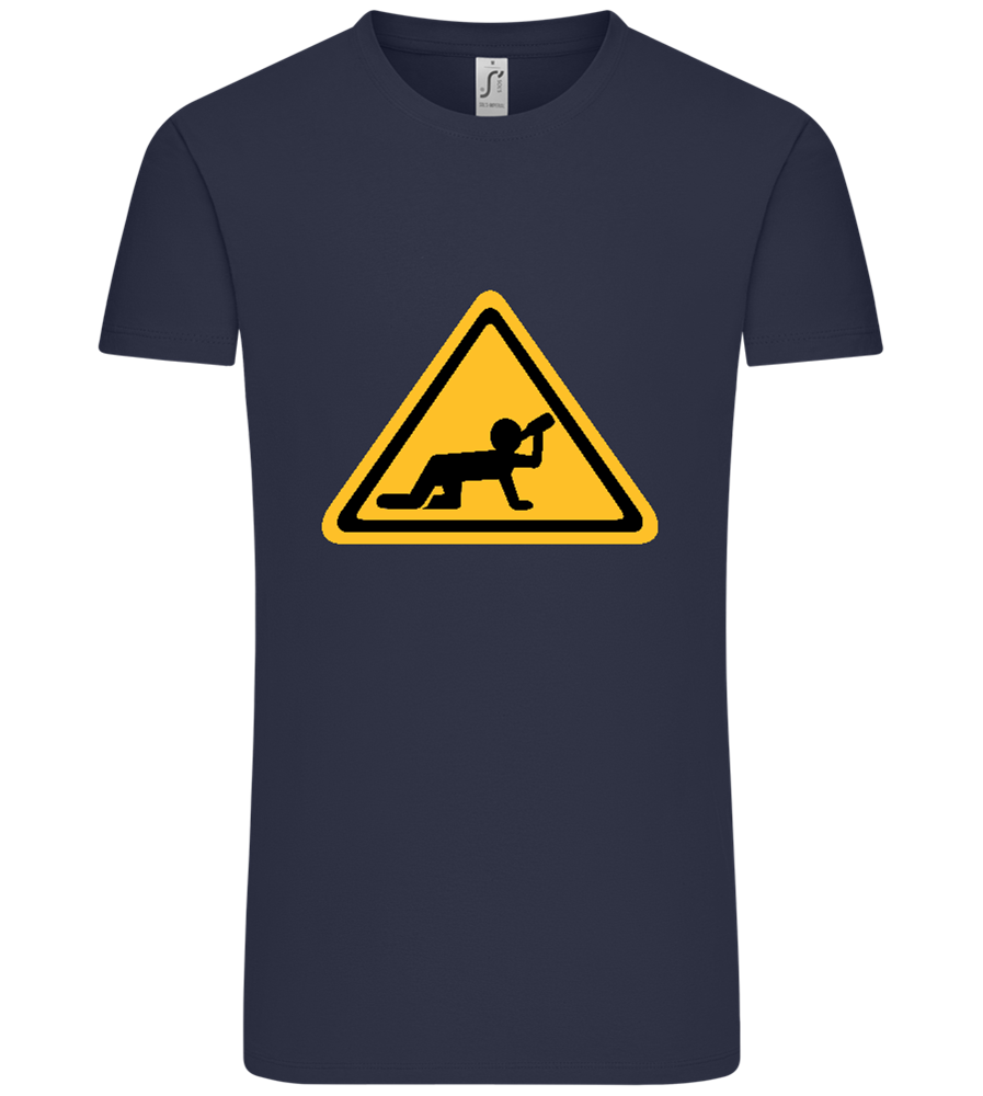 Drunk Warning Sign Design - Comfort Unisex T-Shirt_FRENCH NAVY_front