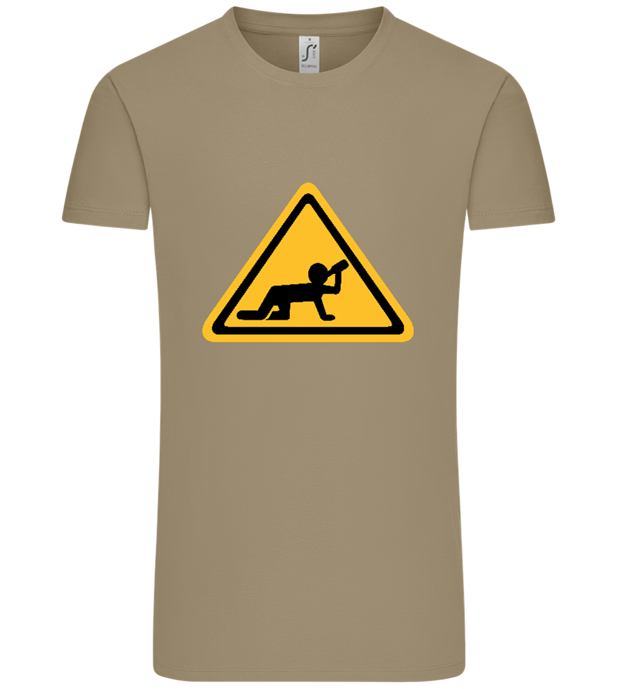 Drunk Warning Sign Design - Comfort Unisex T-Shirt_KHAKI_front