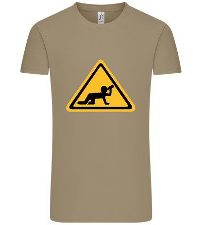 Drunk Warning Sign Design - Comfort Unisex T-Shirt_KHAKI_front