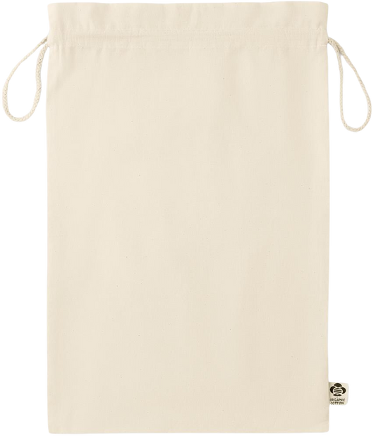 Essential large organic drawcord gift bag_BEIGE_front