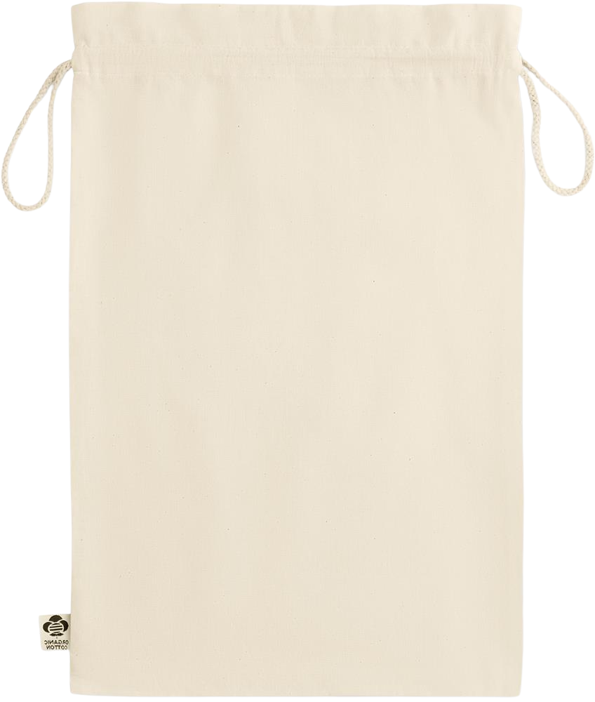 Essential large organic drawcord gift bag_BEIGE_back
