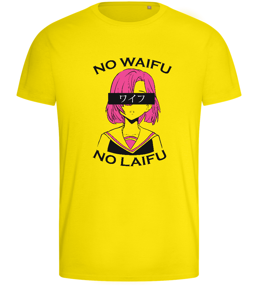 Pink-haired Waifu Design - Basic men's fitted t-shirt_YELLOW_front