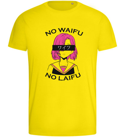 Pink-haired Waifu Design - Basic men's fitted t-shirt_YELLOW_front