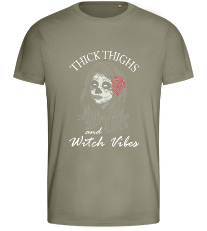 Witch Vibes Design - Basic men's fitted t-shirt_KHAKI_front