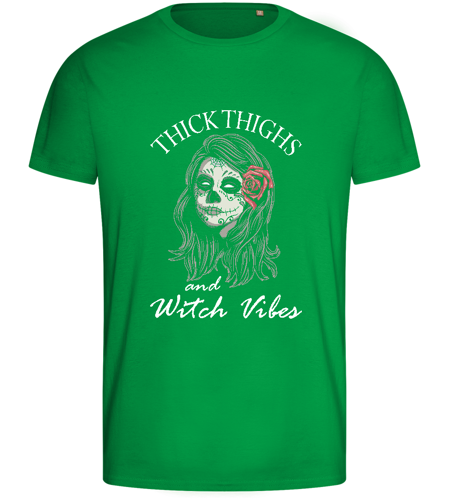 Witch Vibes Design - Basic men's fitted t-shirt_MEADOW GREEN_front