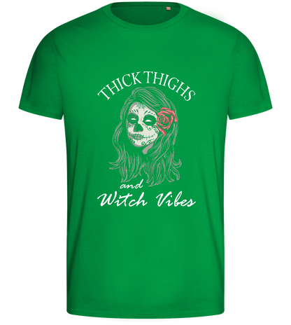 Witch Vibes Design - Basic men's fitted t-shirt_MEADOW GREEN_front