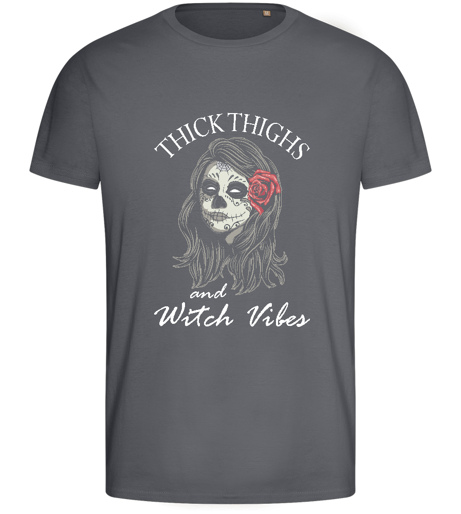 Witch Vibes Design - Basic men's fitted t-shirt_MOUSE GREY_front