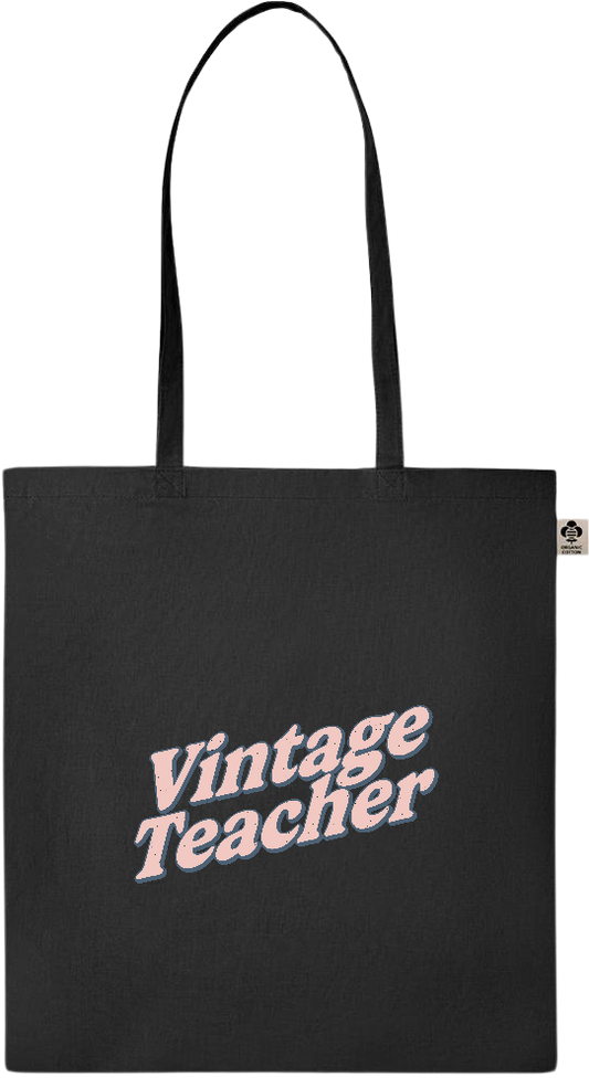 Vintage Teacher Design - Essential colored organic cotton tote bag_BLACK_front