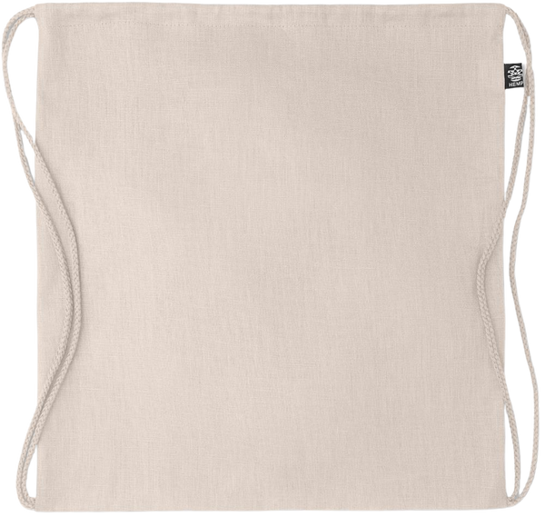 Premium large hemp drawstring bag_BEIGE_front