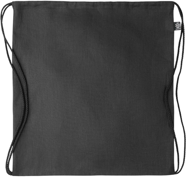 Premium large hemp drawstring bag_BLACK_front