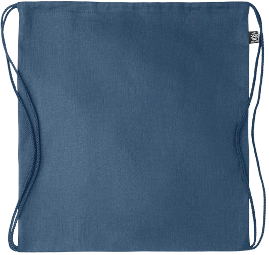 Premium large hemp drawstring bag_BLUE_front