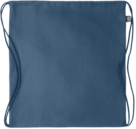 Premium large hemp drawstring bag_BLUE_front