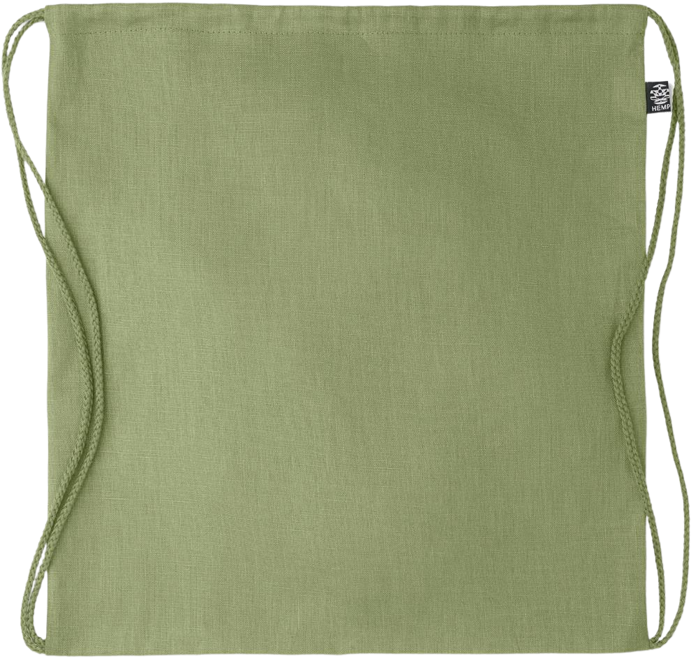 Premium hemp drawstring bag_GREEN_front