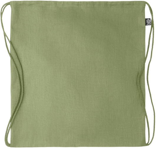 Premium hemp drawstring bag_GREEN_front