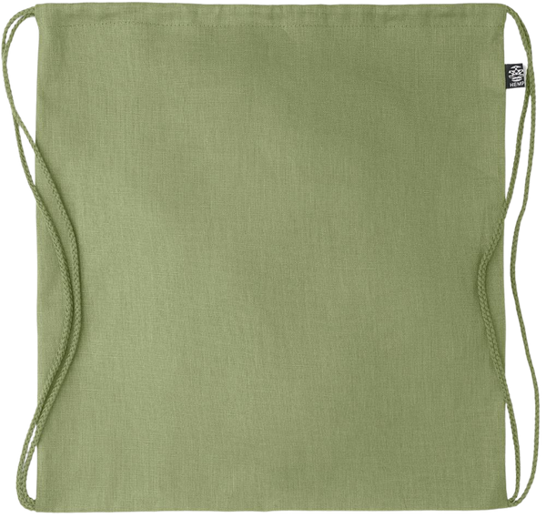 Premium large hemp drawstring bag_GREEN_front