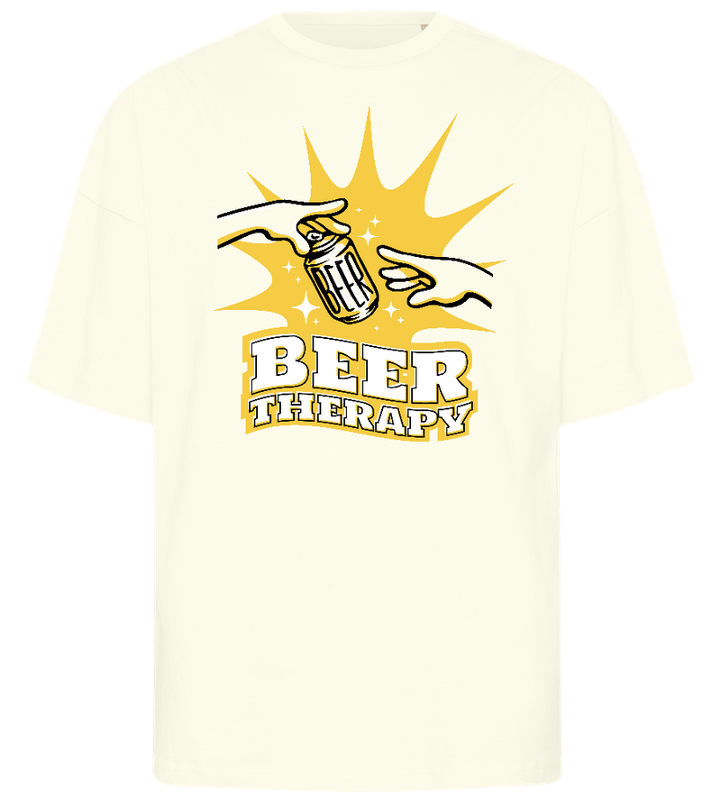 Beer Therapy Design - Premium men's oversized t-shirt_OFF-WHITE_front