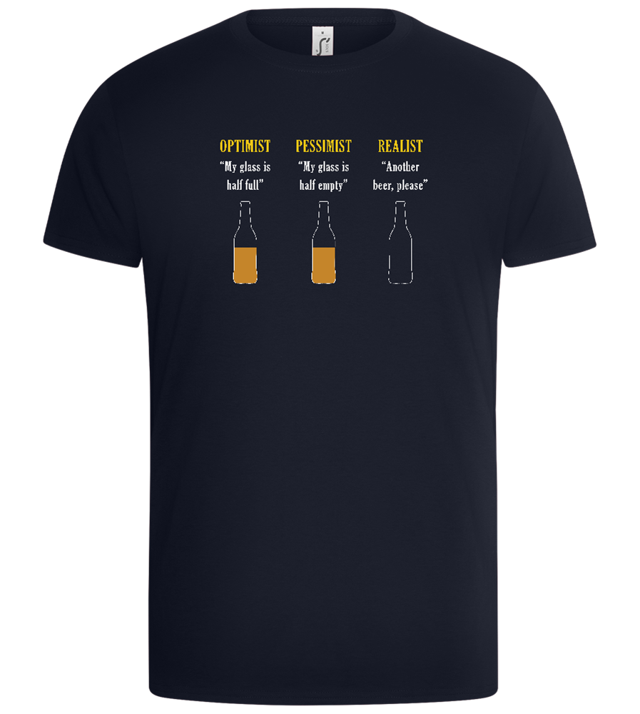 Optimist Pessimist Realist Design - Basic Unisex T-Shirt_FRENCH NAVY_front