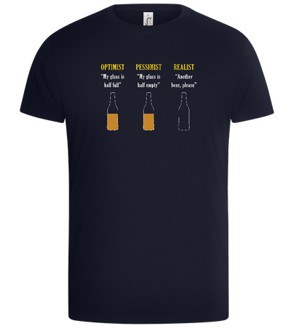 Optimist Pessimist Realist Design - Basic Unisex T-Shirt_FRENCH NAVY_front