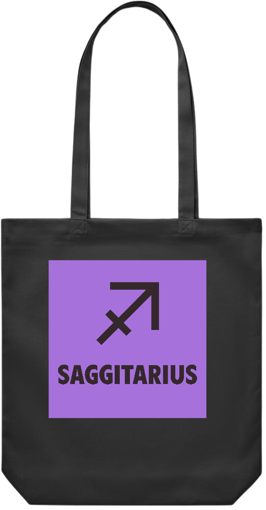 Zodiac Saggitarius Design - Premium Canvas colored cotton shopping bag_BLACK_front