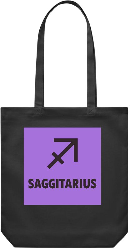 Zodiac Saggitarius Design - Premium Canvas colored cotton shopping bag_BLACK_front