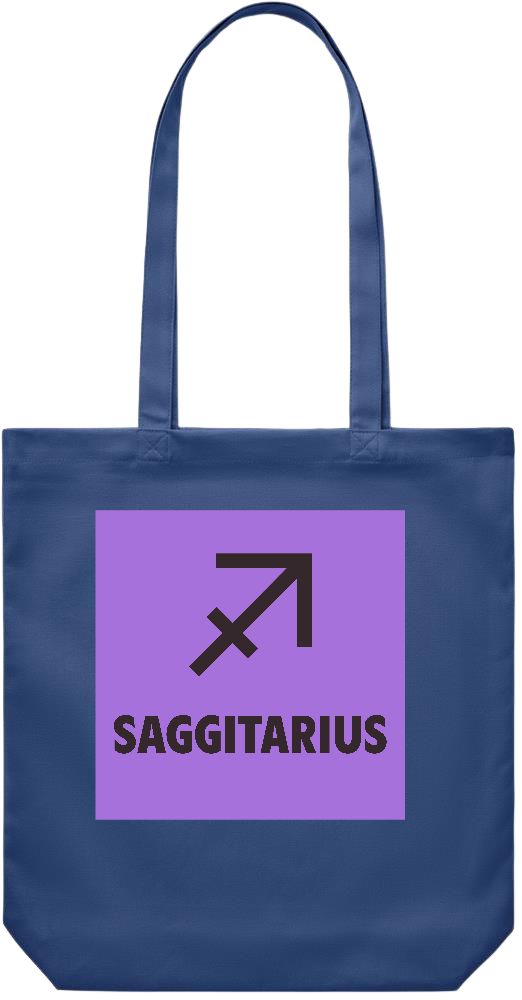 Zodiac Saggitarius Design - Premium Canvas colored cotton shopping bag_BLUE_front