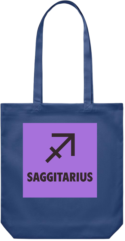 Zodiac Saggitarius Design - Premium Canvas colored cotton shopping bag_BLUE_front