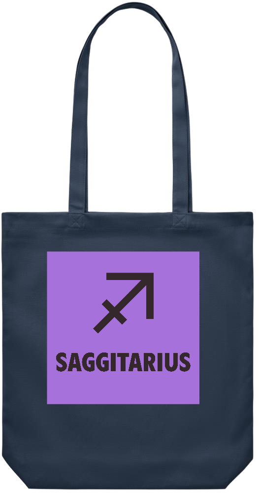 Zodiac Saggitarius Design - Premium Canvas colored cotton shopping bag_FRENCH NAVY_front