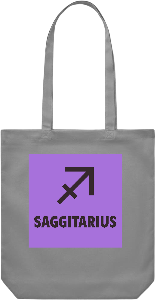 Zodiac Saggitarius Design - Premium Canvas colored cotton shopping bag_GREY_front