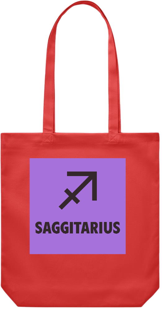 Zodiac Saggitarius Design - Premium Canvas colored cotton shopping bag_RED_front