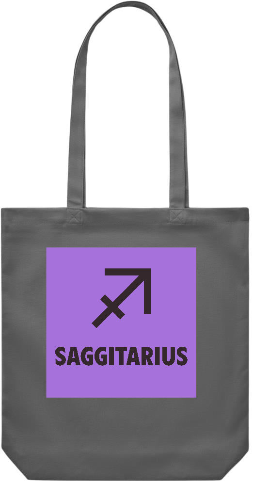 Zodiac Saggitarius Design - Premium Canvas colored cotton shopping bag_STONE GREY_front