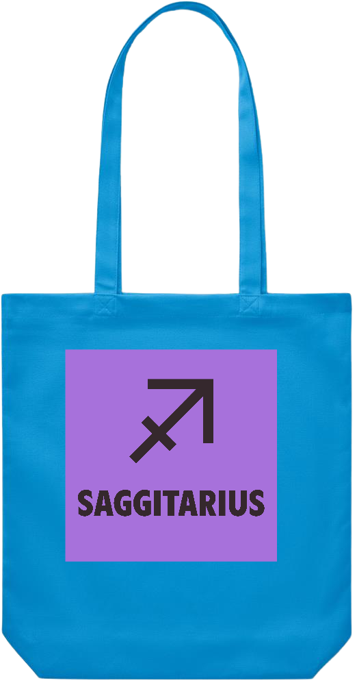 Zodiac Saggitarius Design - Premium Canvas colored cotton shopping bag_TURQUOISE_front