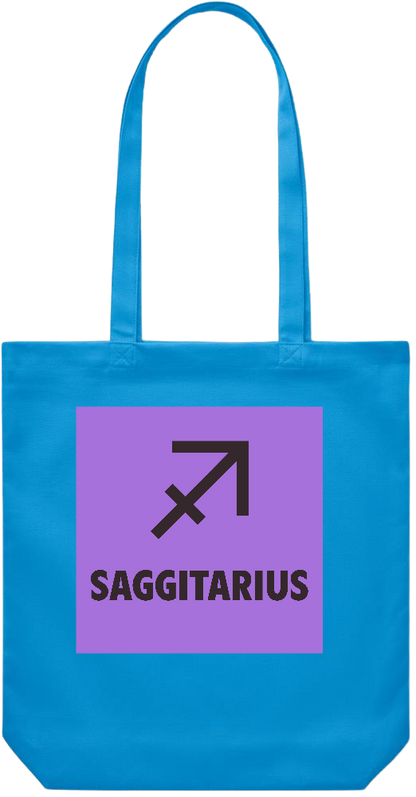 Zodiac Saggitarius Design - Premium Canvas colored cotton shopping bag_TURQUOISE_front