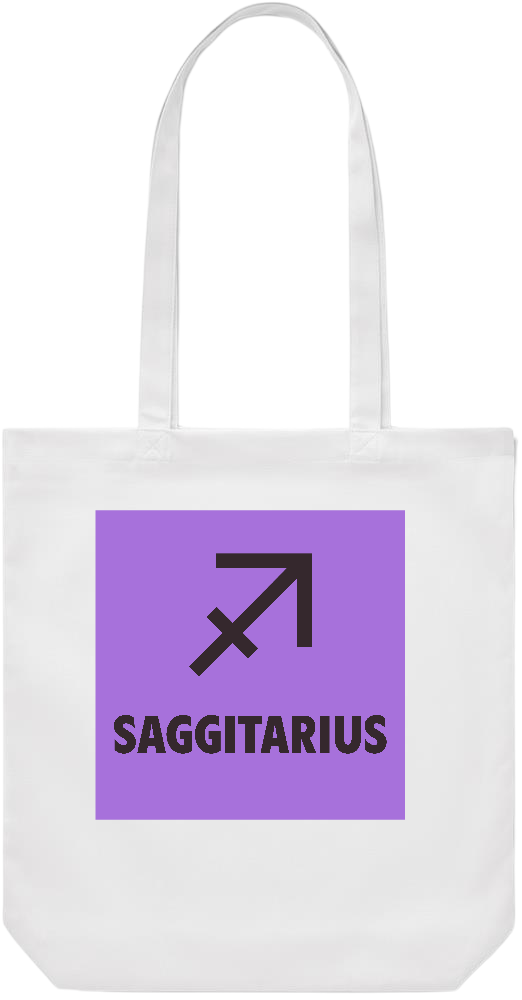 Zodiac Saggitarius Design - Premium Canvas colored cotton shopping bag_WHITE_front