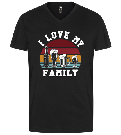 I Love My Family Design - Premium men's v-neck t-shirt_DEEP BLACK_front