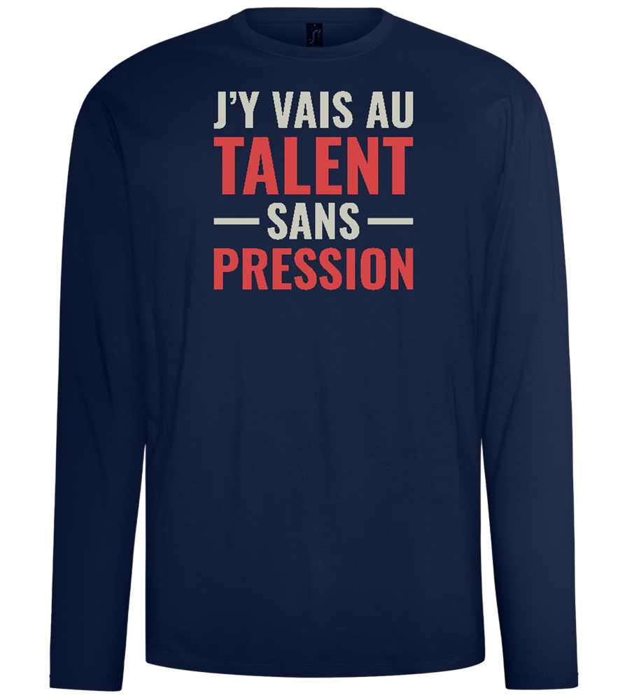 J'y Vais au Talent Sans Pression Design - Comfort men's long sleeve t-shirt_MARINE_front