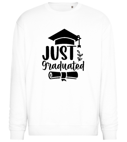 Just Graduated Hat Design - Comfort Essential Unisex Sweater_WHITE_front