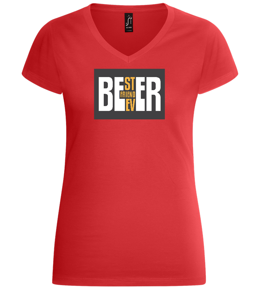 Beer Best Friend Design - Basic women's v-neck t-shirt_RED_front